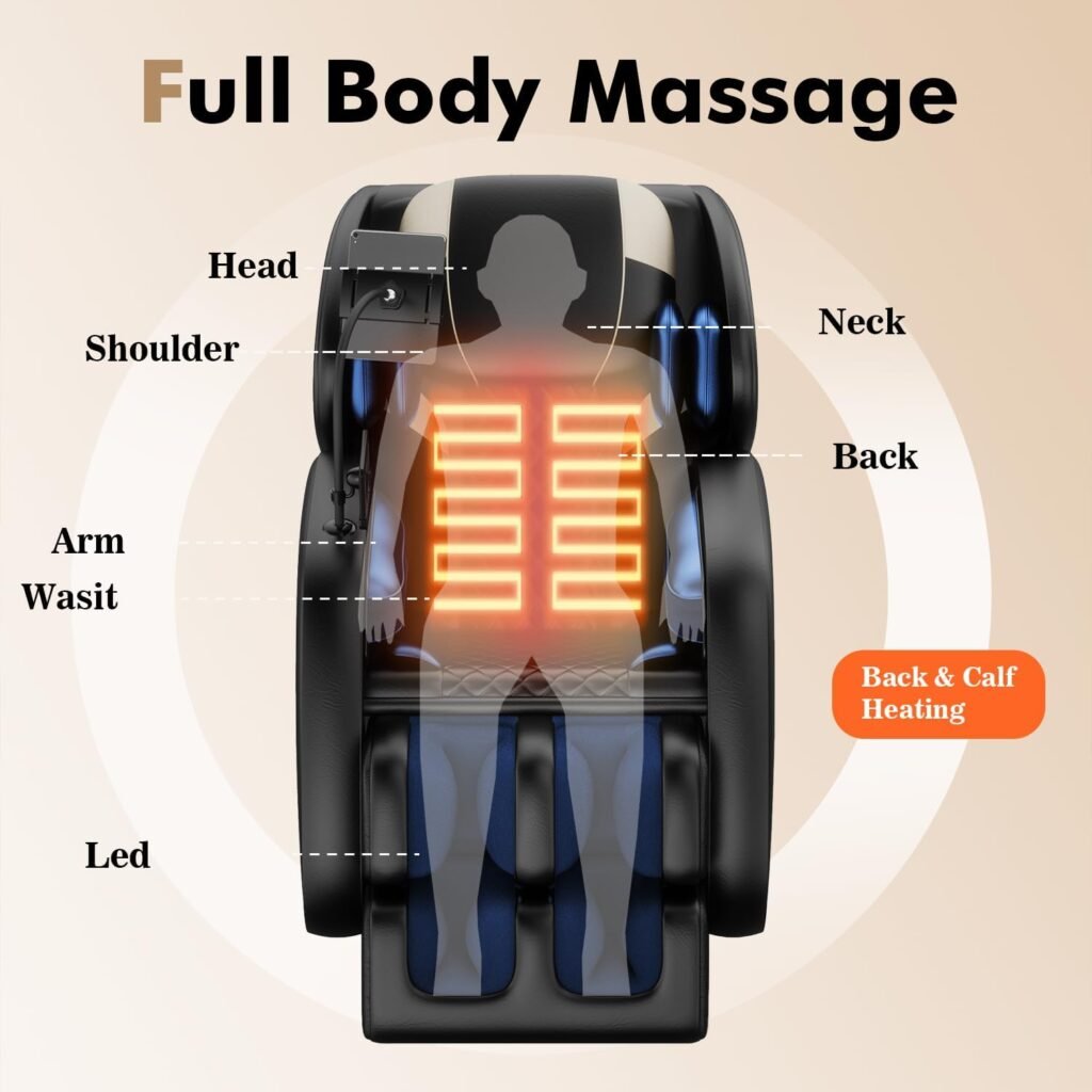 2026 Massage Chair Full Body, Zero Gravity SL-Track Shiatsu Massage Recliner Chair with Body Scan, Fix Point Rollers,Airbags,Deep Yoga Stretch, Heating Function, Black
