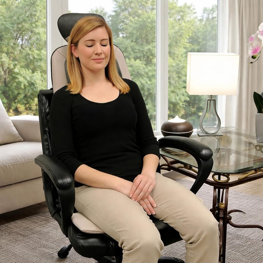 Carepeutic Op-Comfort Shiatsu and Rolling Back Massager with Heat, Full Back Seat Vibration Massage Cushion for Chair, Deep Tissue Shiatsu Back Massager for Home, Office Car