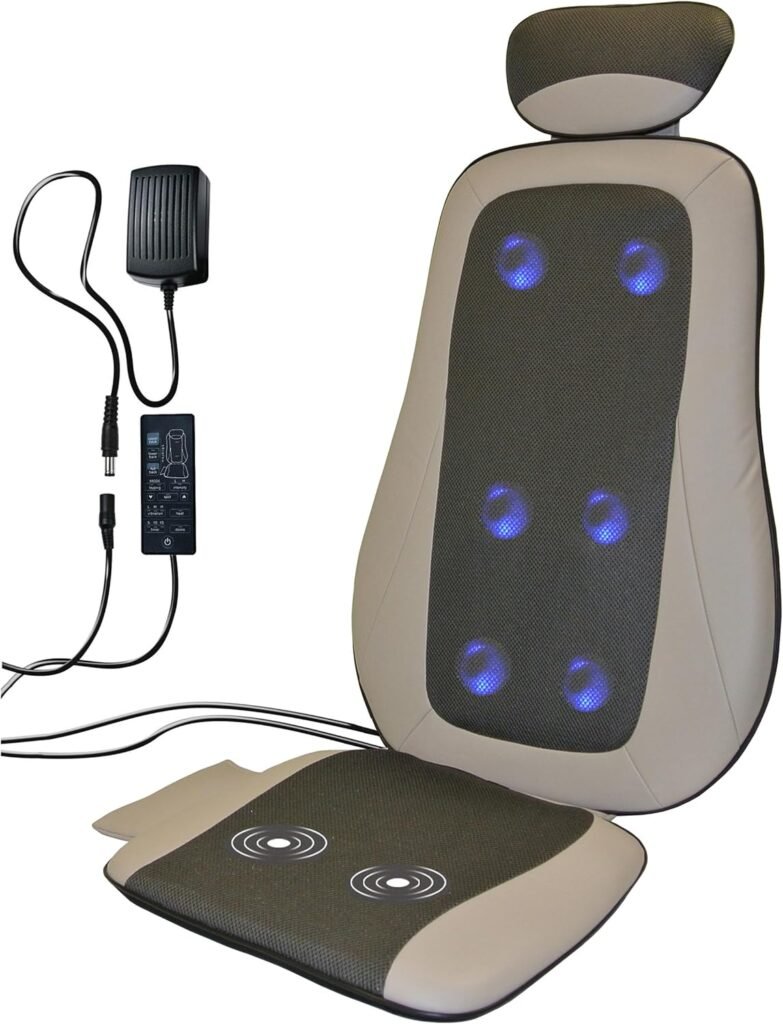 Carepeutic Op-Comfort Shiatsu and Rolling Back Massager with Heat, Full Back Seat Vibration Massage Cushion for Chair, Deep Tissue Shiatsu Back Massager for Home, Office Car