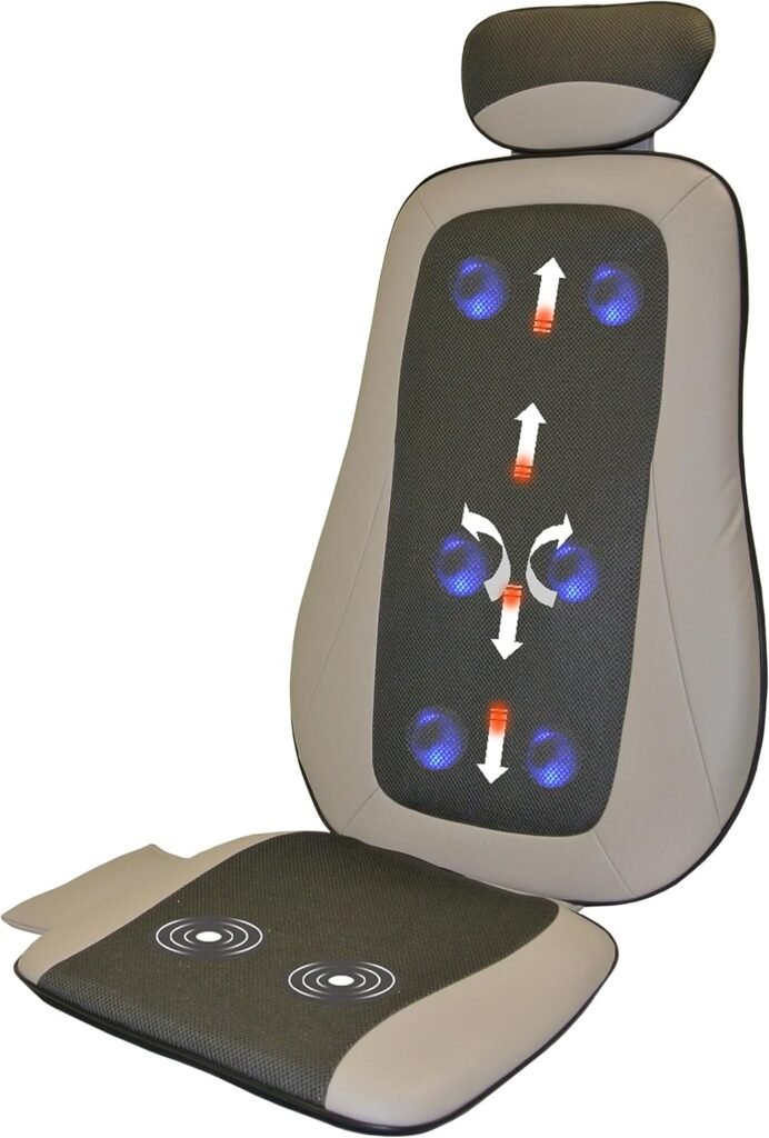 Carepeutic Op-Comfort Shiatsu and Rolling Back Massager with Heat, Full Back Seat Vibration Massage Cushion for Chair, Deep Tissue Shiatsu Back Massager for Home, Office Car