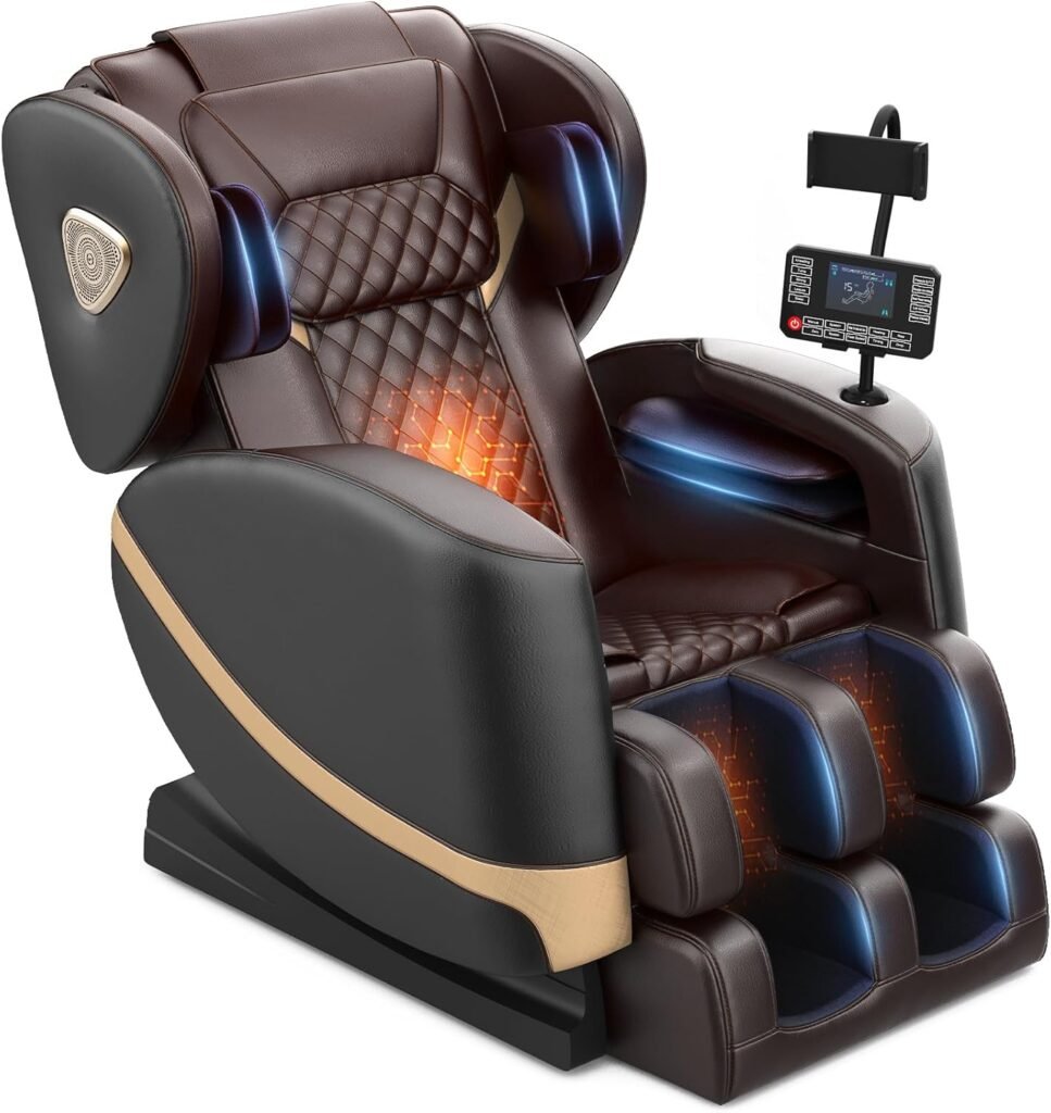 FURNIMAT Massage Chair Full Body, Zero Gravity Massage Chair with Fix Rollers, Airbags, Heating, Foot Massage, Auto Modes, Bluetooth Speaker, Smart Screen Controller (Advanced Version)