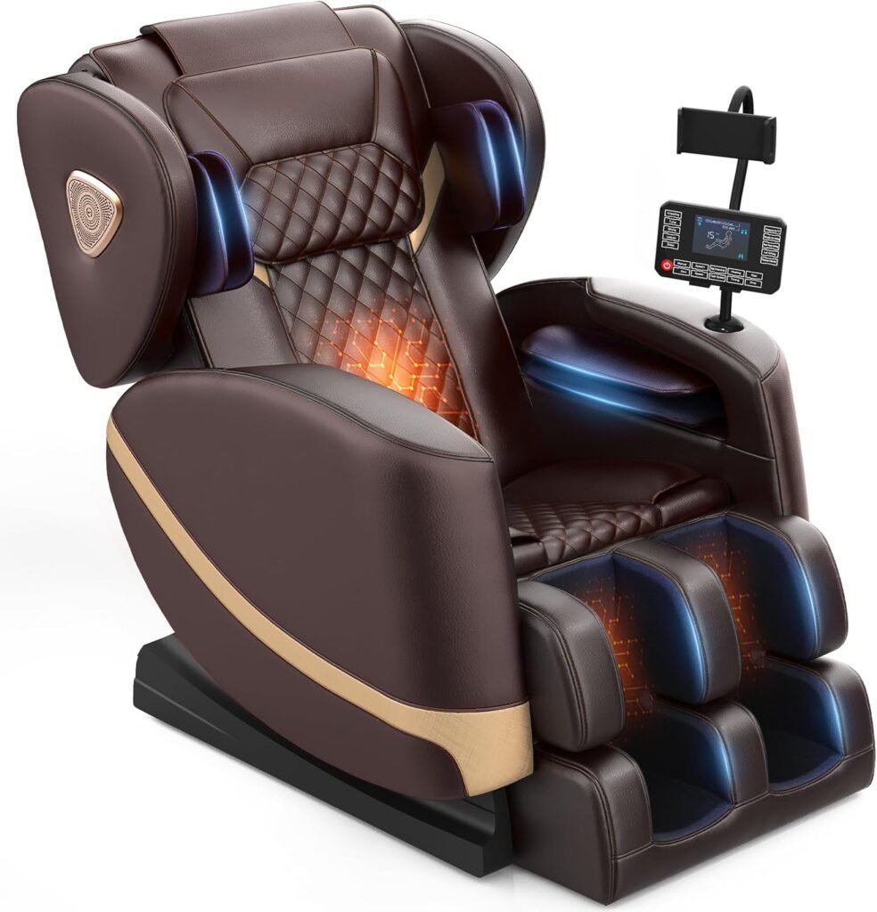 FURNIMAT Massage Chair Full Body, Zero Gravity Massage Chair with Fix Rollers, Airbags, Heating, Foot Massage, Auto Modes, Bluetooth Speaker, Smart Screen Controller (Advanced Version)