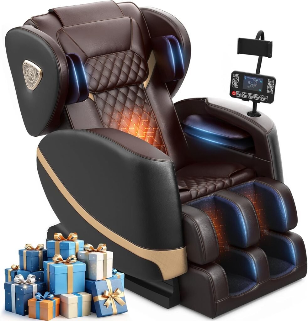 FURNIMAT Massage Chair Full Body, Zero Gravity Massage Chair with Fix Rollers, Airbags, Heating, Foot Massage, Auto Modes, Bluetooth Speaker, Smart Screen Controller (Advanced Version)