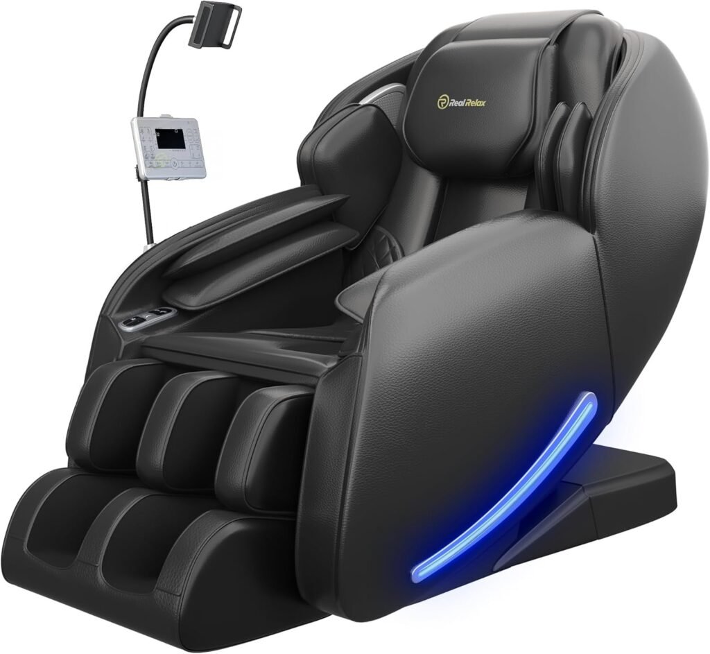 Real Relax Massage Chair Full Body with Unique Phone Controller, Zero Gravity 3D SL-Track Recliner with APP Control, Child Lock,Pause Button, Favor-06, Black Real Relax Massage Chair Full Body with Unique Phone Controller, Zero Gravity 3D SL-Track Recliner with APP Control, Child Lock,Pause Button, Favor-06, Black