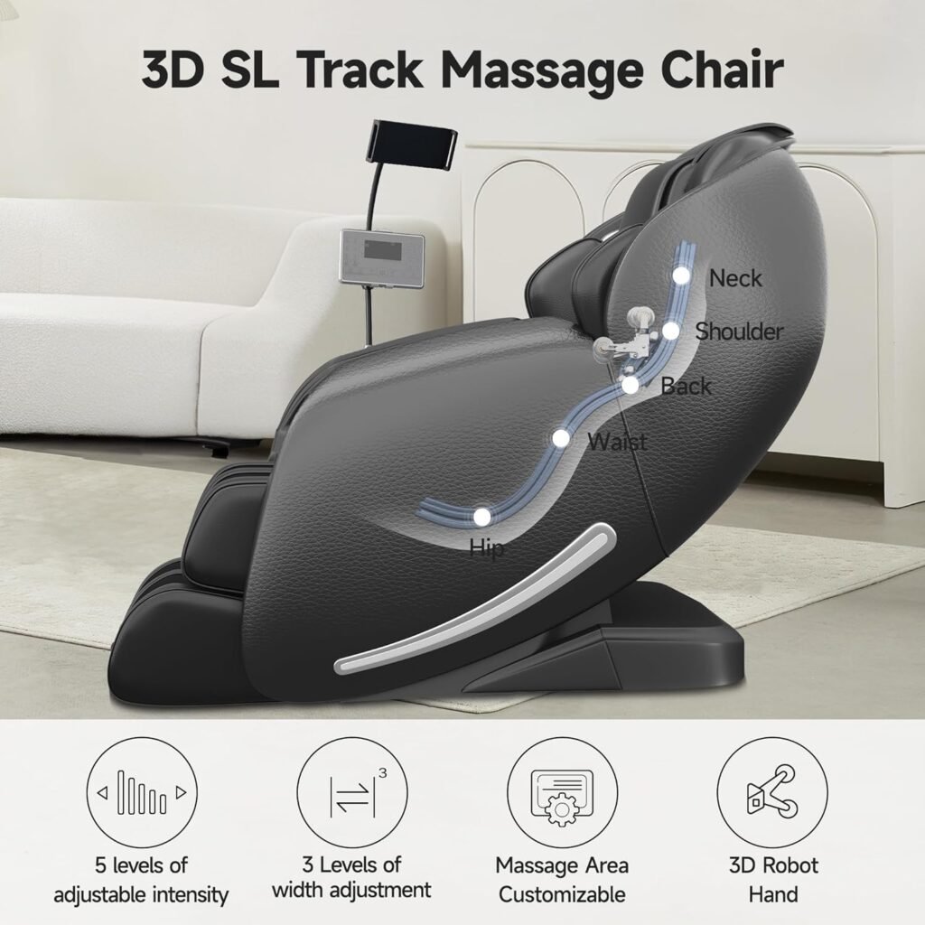 Real Relax Massage Chair Full Body with Unique Phone Controller, Zero Gravity 3D SL-Track Recliner with APP Control, Child Lock,Pause Button, Favor-06, Black Real Relax Massage Chair Full Body with Unique Phone Controller, Zero Gravity 3D SL-Track Recliner with APP Control, Child Lock,Pause Button, Favor-06, Black