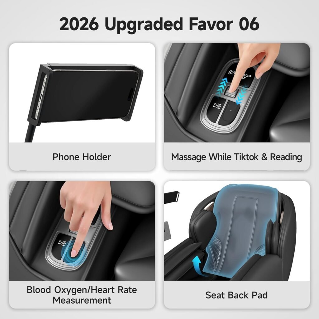 Real Relax Massage Chair Full Body with Unique Phone Controller, Zero Gravity 3D SL-Track Recliner with APP Control, Child Lock,Pause Button, Favor-06, Black Real Relax Massage Chair Full Body with Unique Phone Controller, Zero Gravity 3D SL-Track Recliner with APP Control, Child Lock,Pause Button, Favor-06, Black