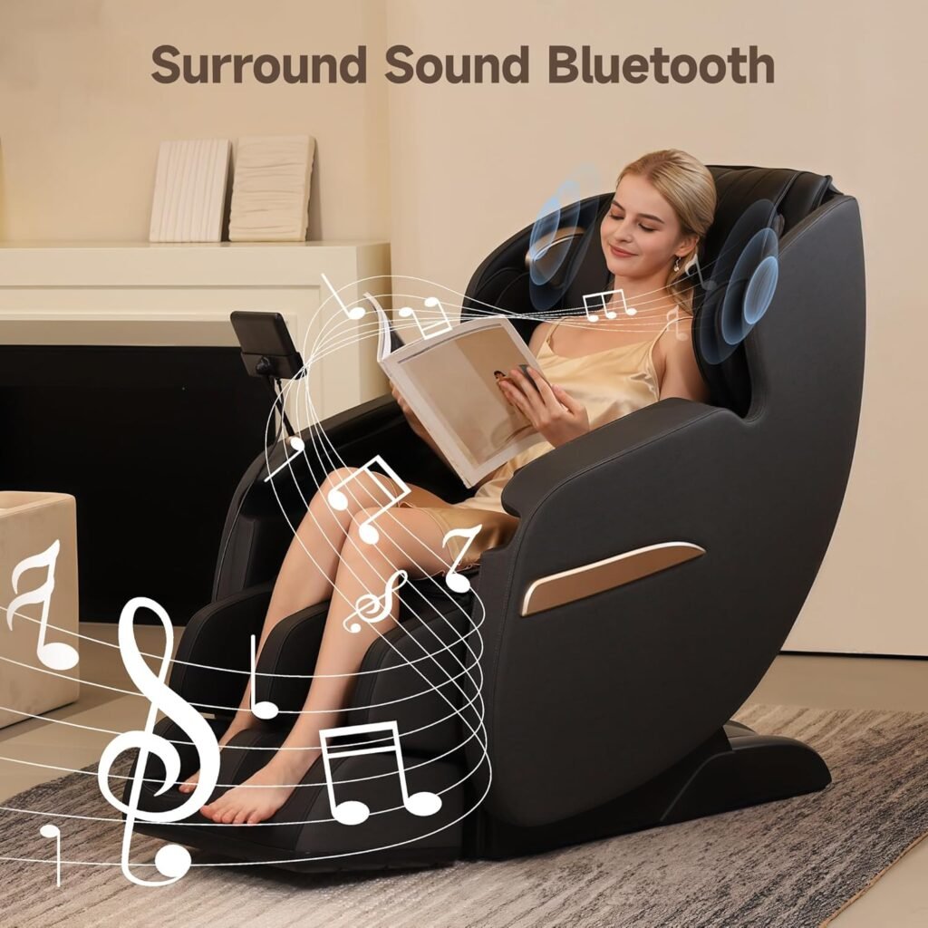 Real Relax Upgraded 2D SL-Track Massage Chair,Recliner Full Body Zero Gravity with Auto Modes and Upgraded LCD Screen,Added Voice Broadcast,Headrest Cushion,Child Lock and Pause Button,Black