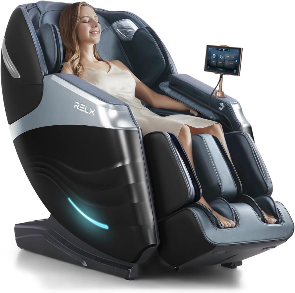RELX Massage Chair Full Body, Modes Zero Gravity SL-Track Shiatsu Massage Chair Built-in Heat System, Airbag Massage with Body Scan, Deep Yoga Stretch, Calfrest Extension and AI Control(Black)