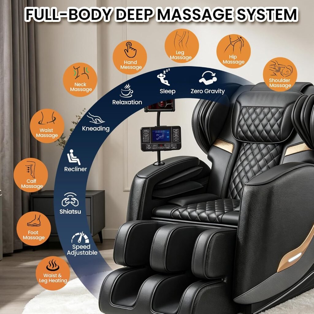 2027 Zero Gravity Massage Chair Full Body and Recliner with Heat Fix Rollers, Auto Modes Intensity Levels | Full-Body Airbag Wrap | Foot Rollers | Bluetooth Touch Screen 2027 Zero Gravity Massage Chair Full Body and Recliner with Heat Fix Rollers, Auto Modes Intensity Levels | Full-Body Airbag Wrap | Foot Rollers | Bluetooth Touch Screen