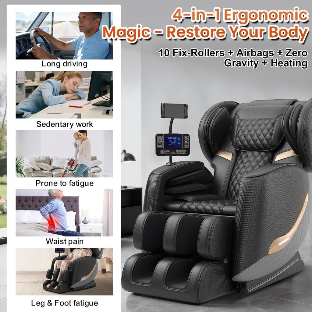 2027 Zero Gravity Massage Chair Full Body and Recliner with Heat Fix Rollers, Auto Modes Intensity Levels | Full-Body Airbag Wrap | Foot Rollers | Bluetooth Touch Screen 2027 Zero Gravity Massage Chair Full Body and Recliner with Heat Fix Rollers, Auto Modes Intensity Levels | Full-Body Airbag Wrap | Foot Rollers | Bluetooth Touch Screen