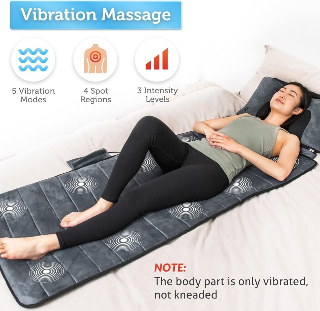 COMFIER Full Body Massage Mat with Movable Neck Pillow, Shiatsu Back Massager with Vibrating Motors Heat, Massage Pad, Gift for Women Man COMFIER Full Body Massage Mat with Movable Neck Pillow, Shiatsu Back Massager with Vibrating Motors Heat, Massage Pad, Gift for Women Man