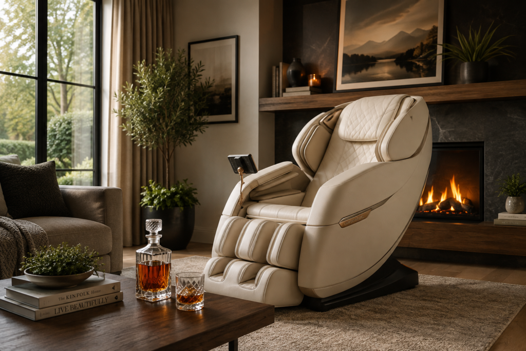 Luxury massage chair in a modern living room